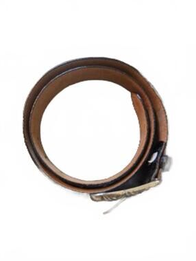 Brighton Classic Black Leather Belt with Decorative Silver Buckle